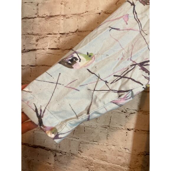 The Cat's Pajamas Flannel Pajama Set Womens Medium Blue Bird Print Winter Scene - Picture 5 of 15